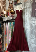 Chic Sheath Red Prom Dress Chiffon Sleeveless Evening Dress