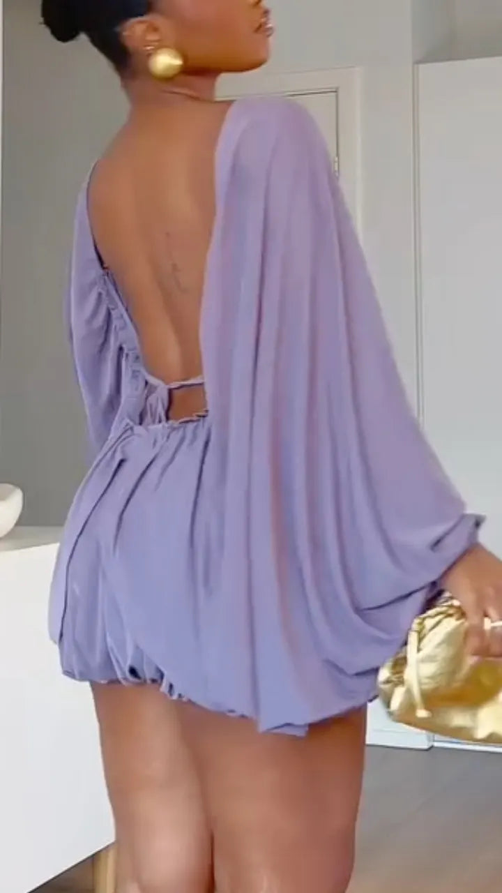 Lavender Oversized Ruffle Mini Dress