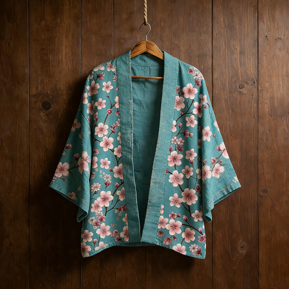 Japanese Art Style Cherry Blossom Pattern Cardigan