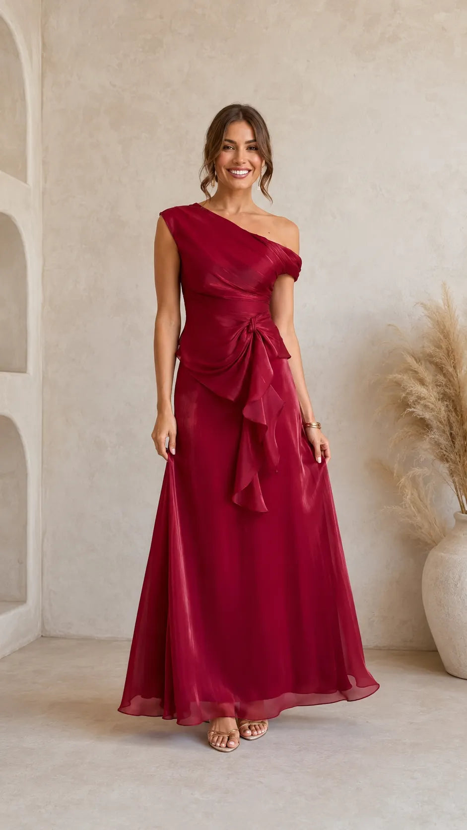 Women's Elegant One-Shoulder Evening Gown