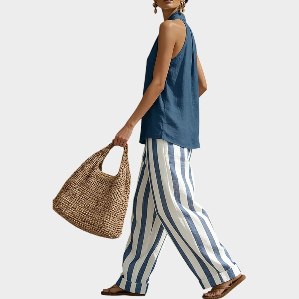 Striped Halter Two-Piece Set