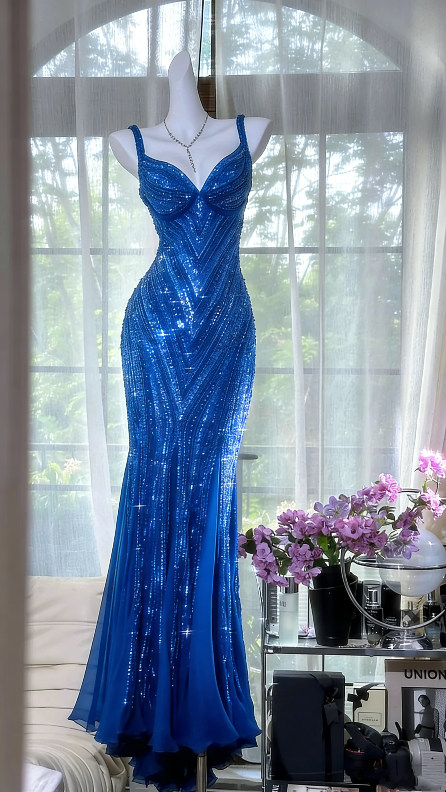 Purple Luxury Gorgeous Beading Fashion Elegant Long Prom dresses Evening Gown Party Dress