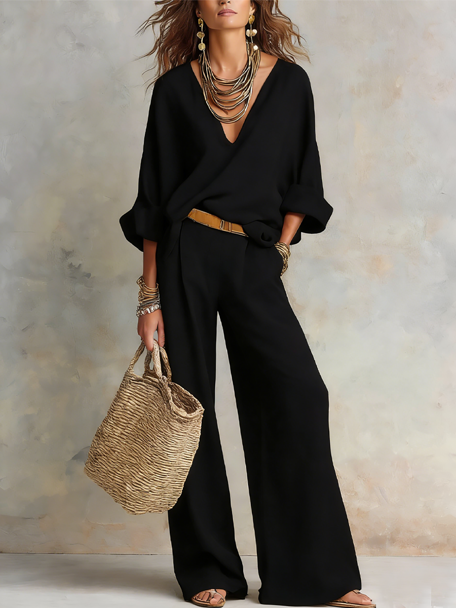 Off White Natural Linen Loose Fitting Resort Wear Set