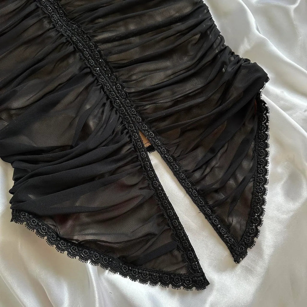 Women's Black and Cream Dress