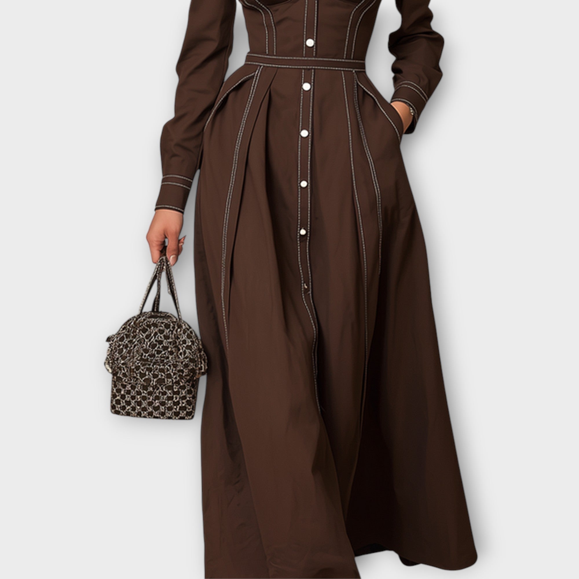 Tailored Button-Front Midi Dress