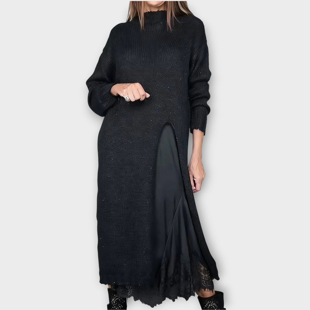 Elegant Knit Maxi Dress with Side Slit