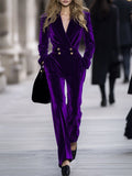 [24-hour shipping out]High-End Temperament Loose Retro Purple Velvet Jumpsuit