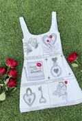 White Sequin Tarot Love Themed Mini Dress
