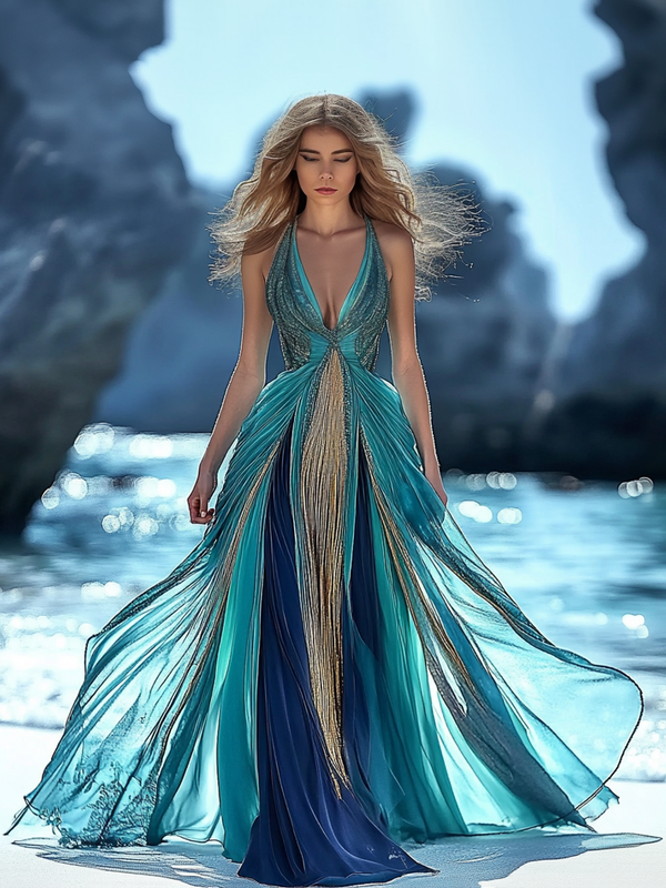 Summer vacation bohemian elegant dress  c70d