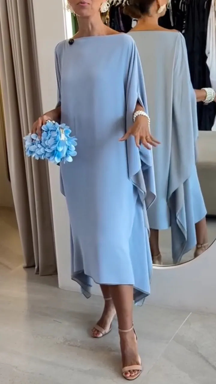 Light Blue Draped Kaftan Maxi Dress