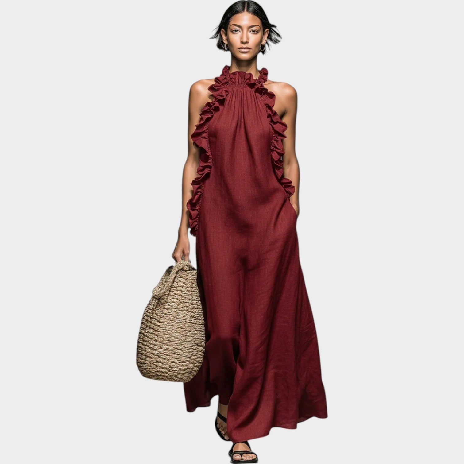 Ruffle Halter Maxi Dress