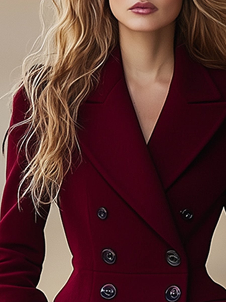 [24-hour shipping out]High-End Temperament Waist Lapel Coat