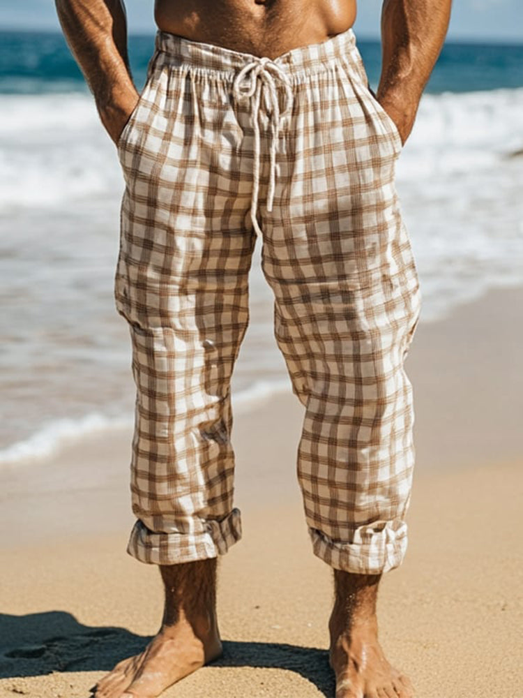 Men's Casual Cotton And Linen Trousers With Pockets