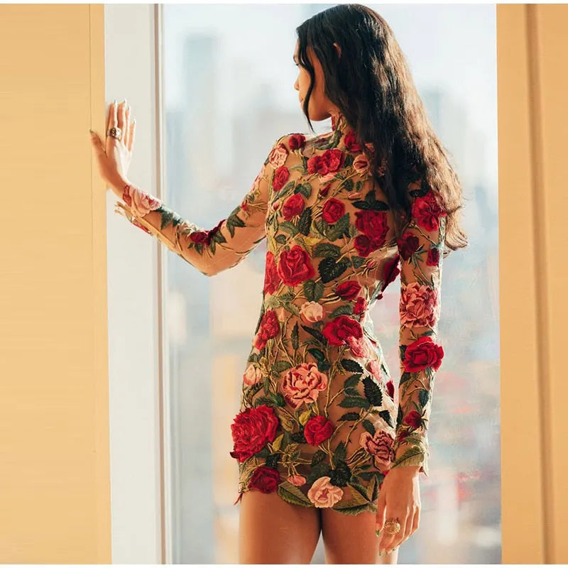 Embroidered Lace Mini Dress