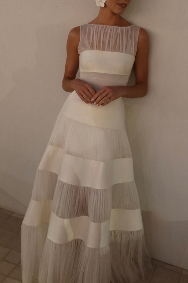 Women's Off-the-Shoulder Paneled Elegant Evening Dress