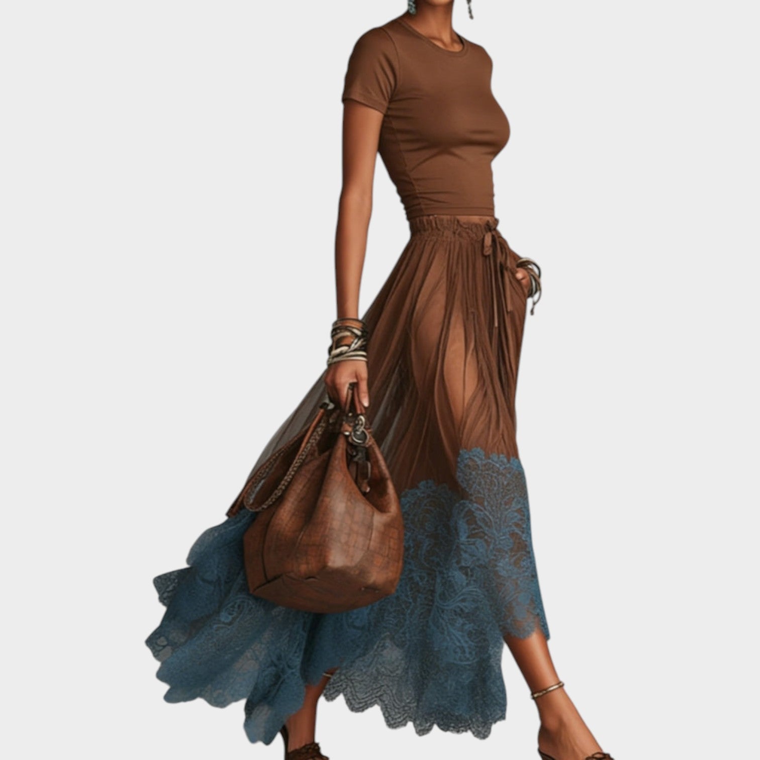 Boho Lace Detail Maxi Set