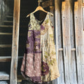 Vintage Purple Floral Patchwork Art Linen Tank Dress 19b2