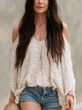 Bohemian Ivory White Sequined Tweed Top