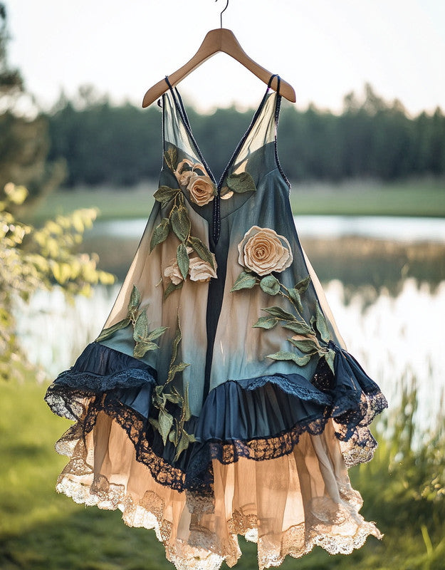 Summer Handmade Lace Patchwork Dress 2fba