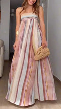 Pastel Watercolor Stripe Strapless Maxi Dress