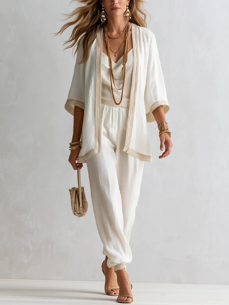 Bohemian Style Gold Rimmed Three Piece Set