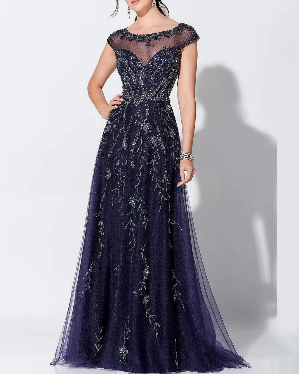 Ladies Elegant Rhinestone Mesh Dress - 01