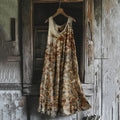 Vintage Rust Dyed Art Tank Midi Dress f897