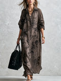 Bohemian Gray Floral Shirt Dress