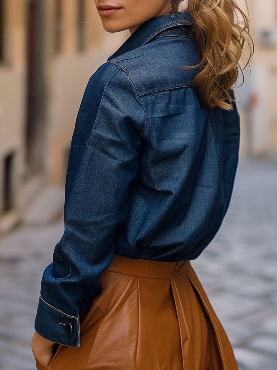 [24-hour shipping out]Casual Loose Denim Long Sleeve Blouse
