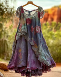 Summer Vintage Floral Lace Patchwork Dress 94b6