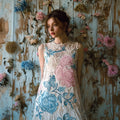 Trans Flag Color Inspired Lace Floral Linen Tank Dress