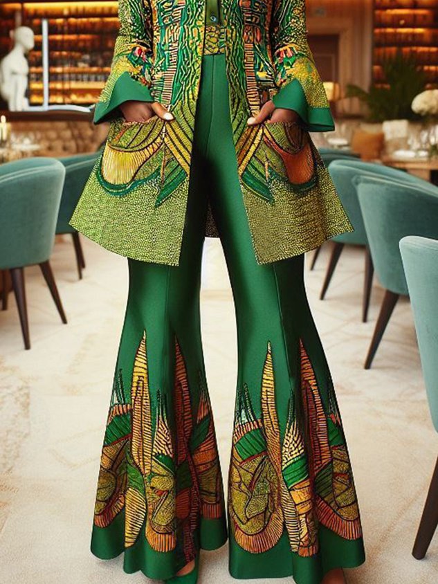 Urban Ethnic Print Flare Pants