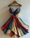 Independence Day themed print gilded dress 24f9