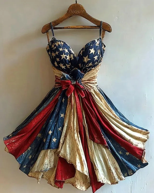 Independence Day themed print gilded dress 24f9