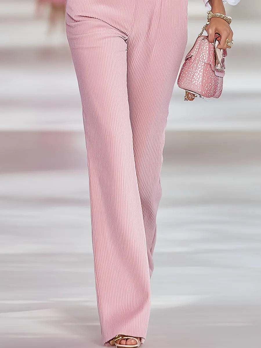 Fashionable And Casual Pink Corduroy Adjustable Overalls