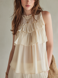Soft Layered Ruffle Sleeveless Blouse