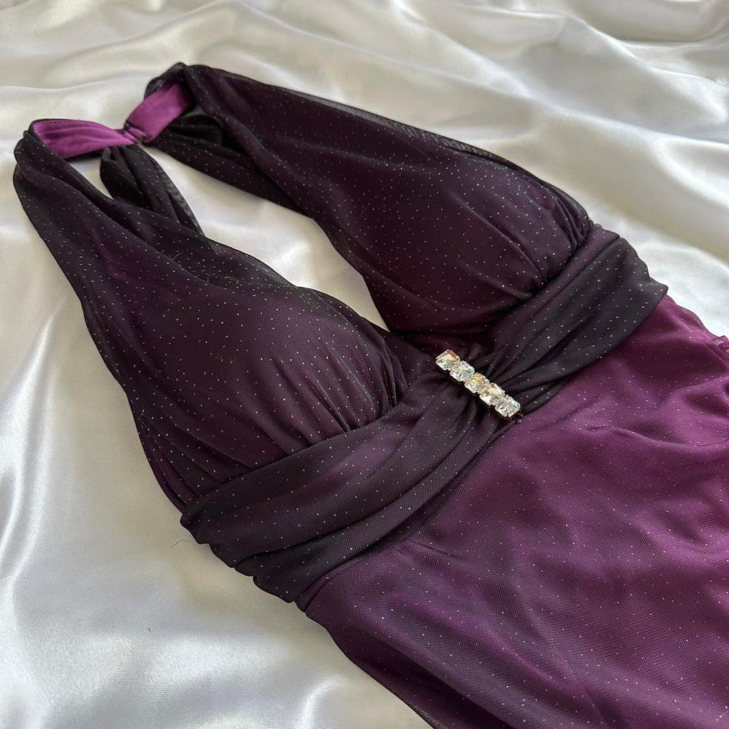 Betsy & Adam Women's Purple and Black Dress