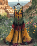 Summer colorful vacation patchwork contrast dress 4494