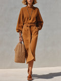 Effortless Chic Caramel Brown Co-Ord Skirt Set