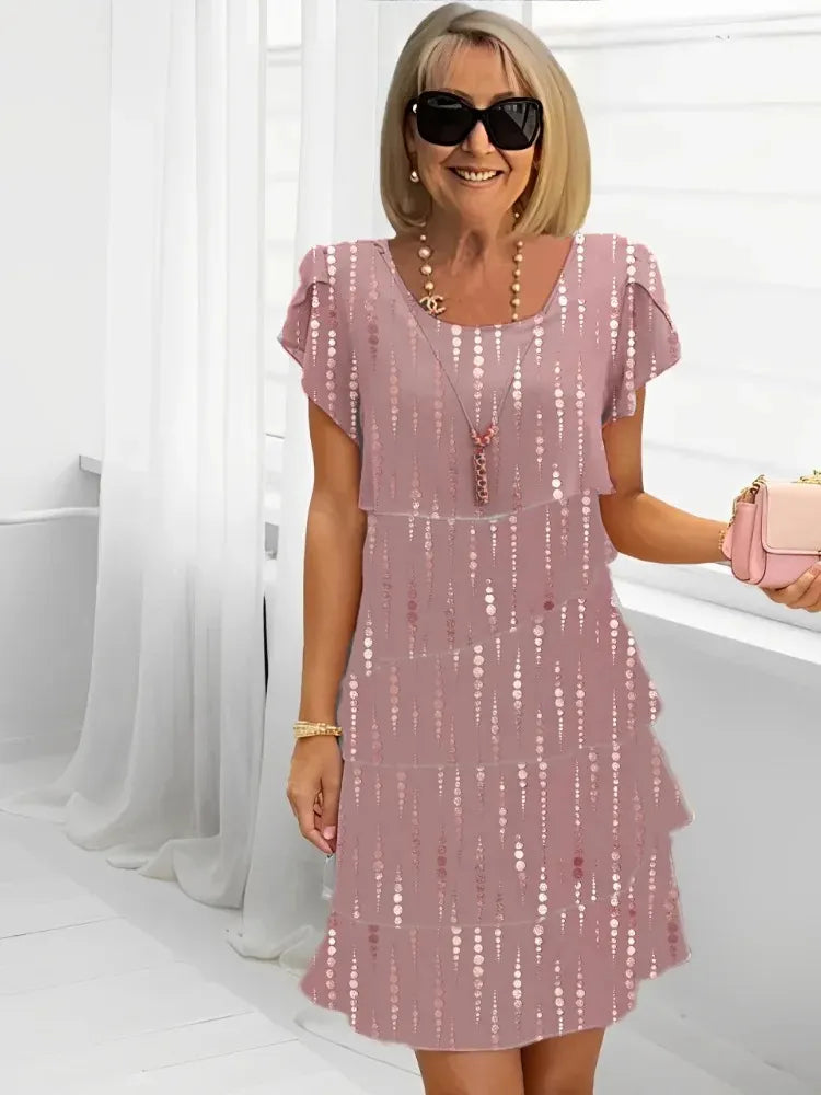Evening Dress Best for Covering The Belly Loose Layer Chiffon Multi-layer Dress
