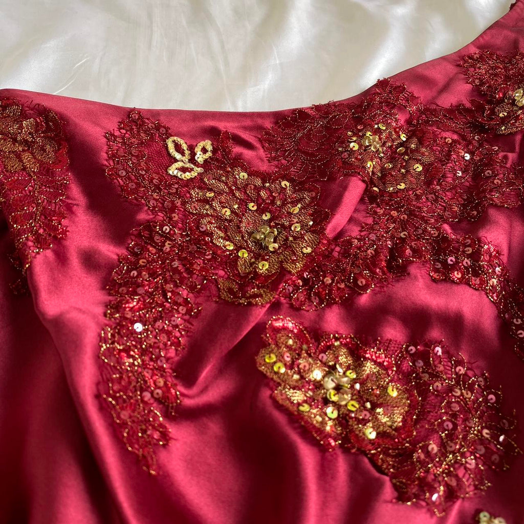 Women's Burgundy and Gold Dress