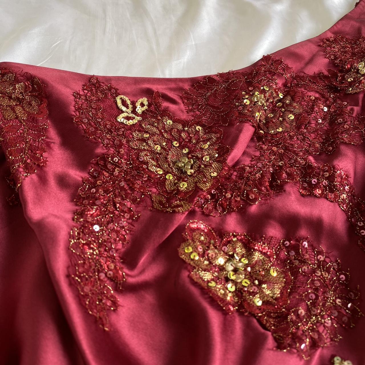 Women's Burgundy and Gold Dress