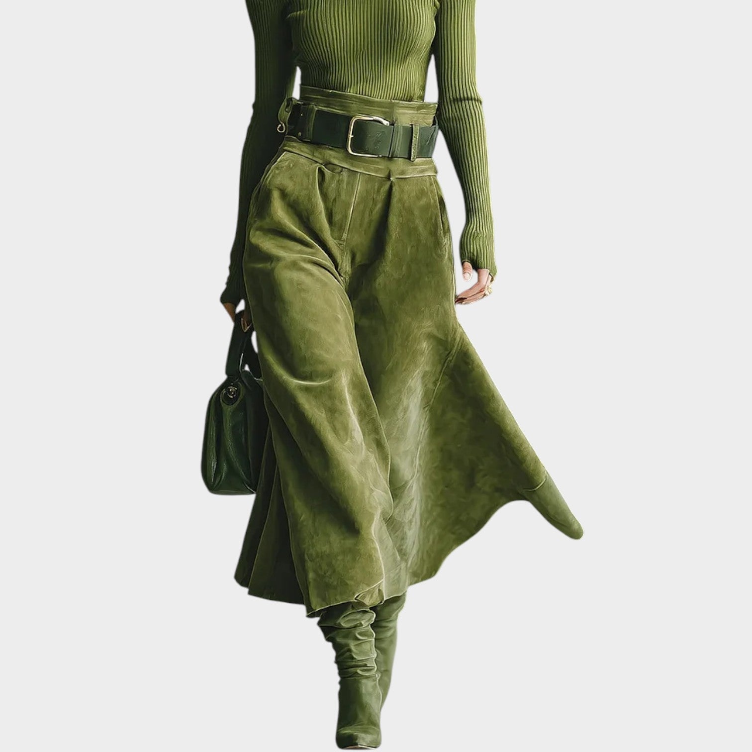 Off-Shoulder Ribbed Midi Look