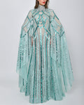 Women's Shawl Embroidered Sequins Evening Dress