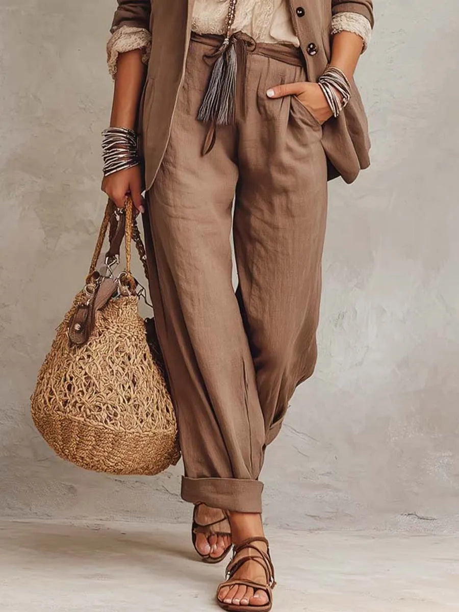 Vintage Cotton-linen Suit Set