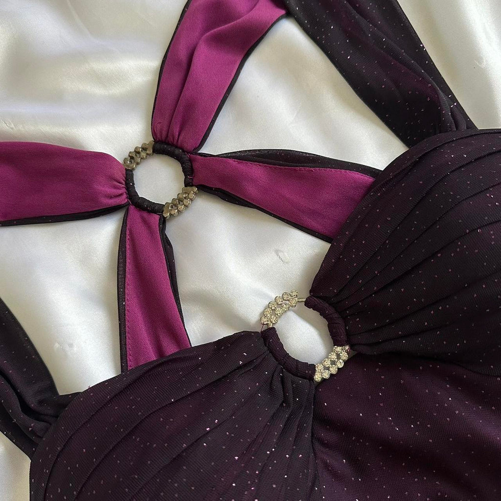 Betsy & Adam Women's Purple and Black Dress