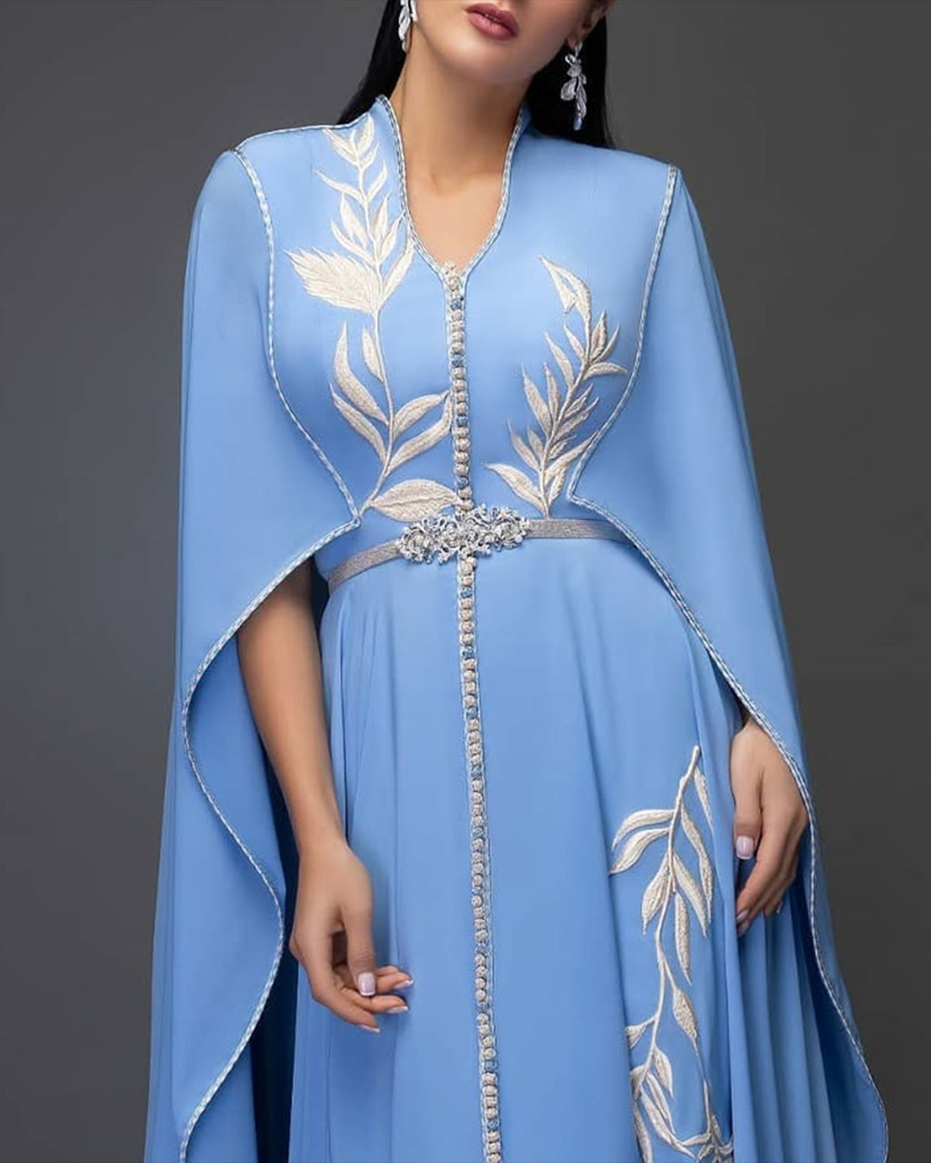 Women's V-neck embroidered kaftan Dress