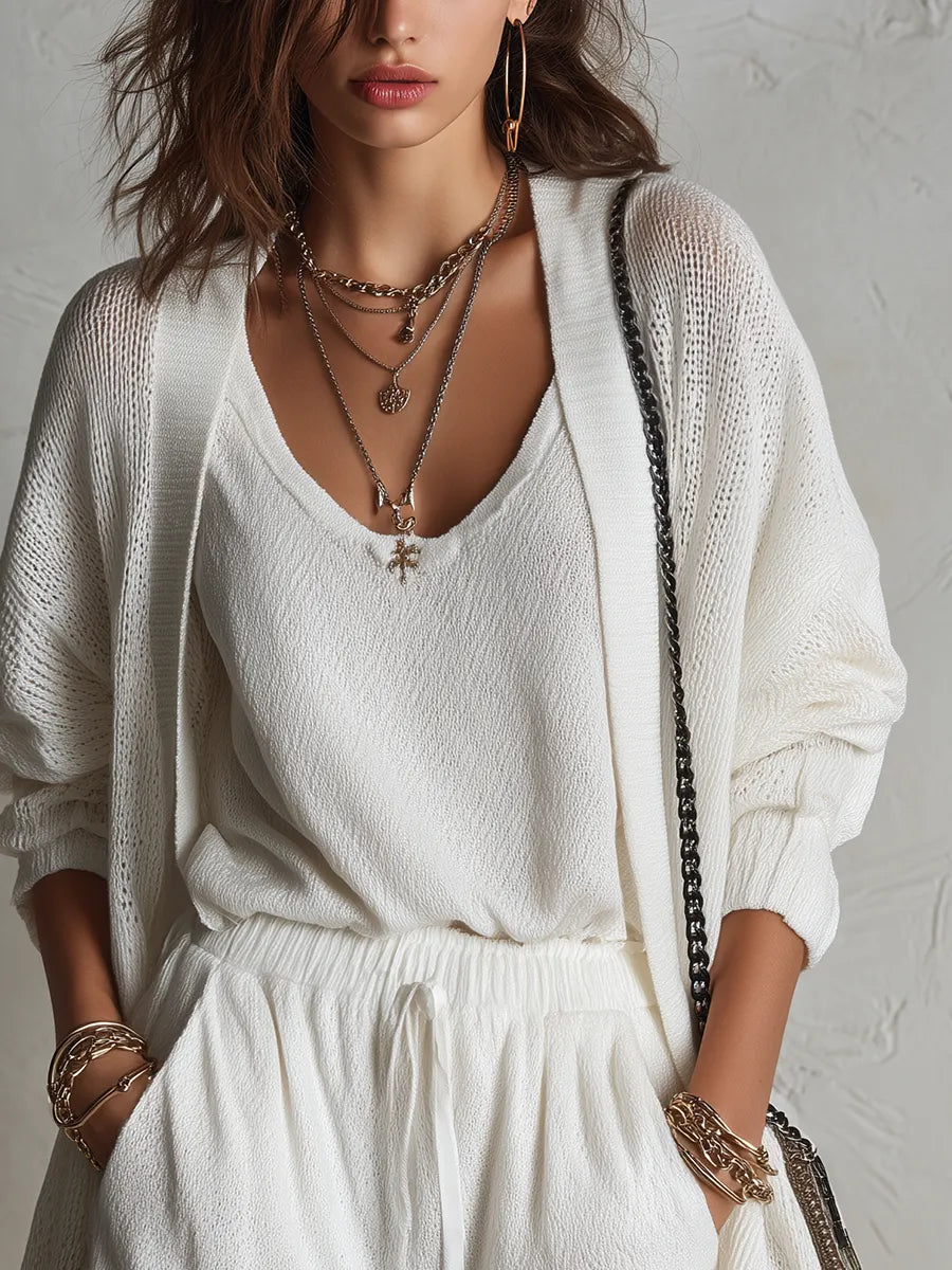 Bohemian Ivory Knitted Three Piece Set