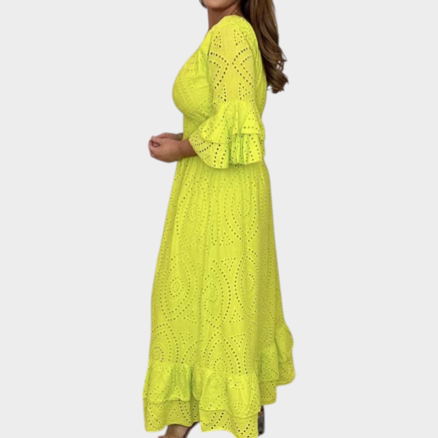 Eyelet Lace V-Neck Maxi Dress