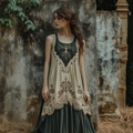 Vintage Tribal Celtic Knot Life Of Tree Patchwork Tank Midi Dress
